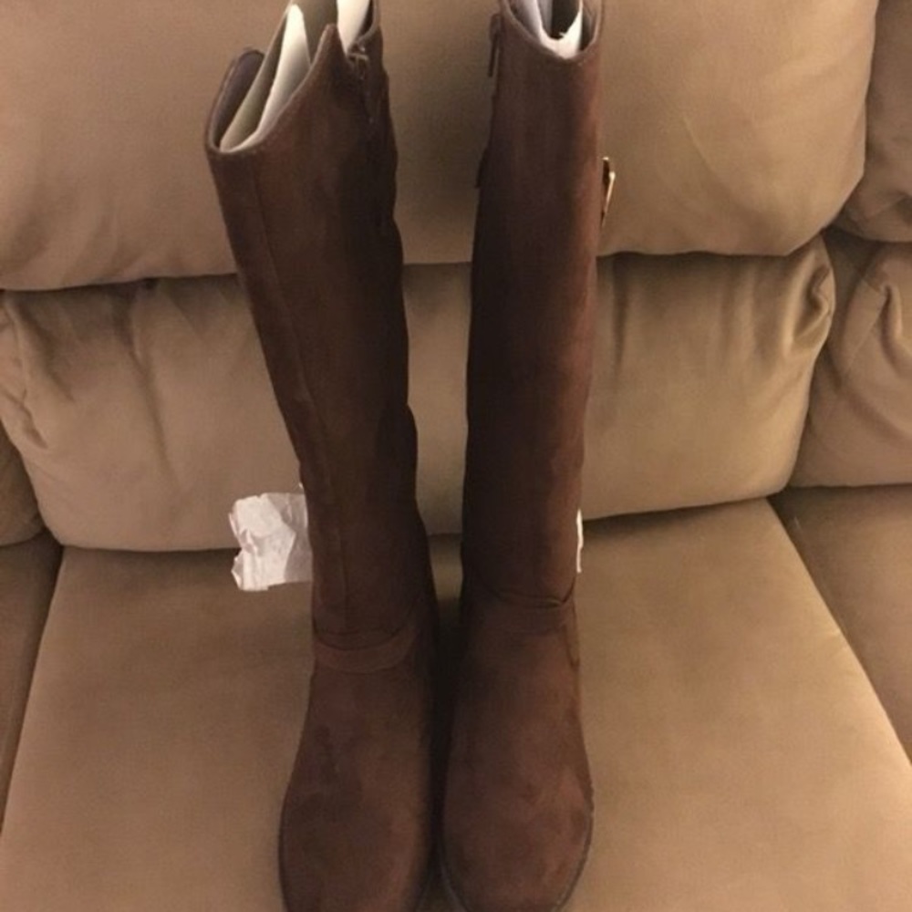 Brown suede riding boots